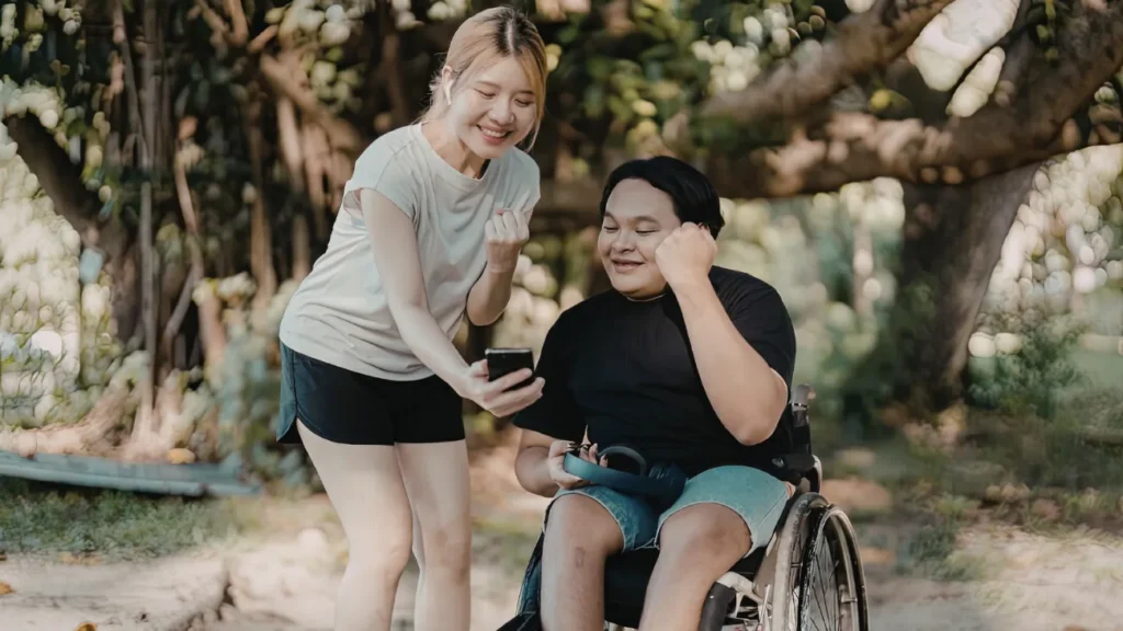 disability support worker playing with an Ndis participant in Geelong